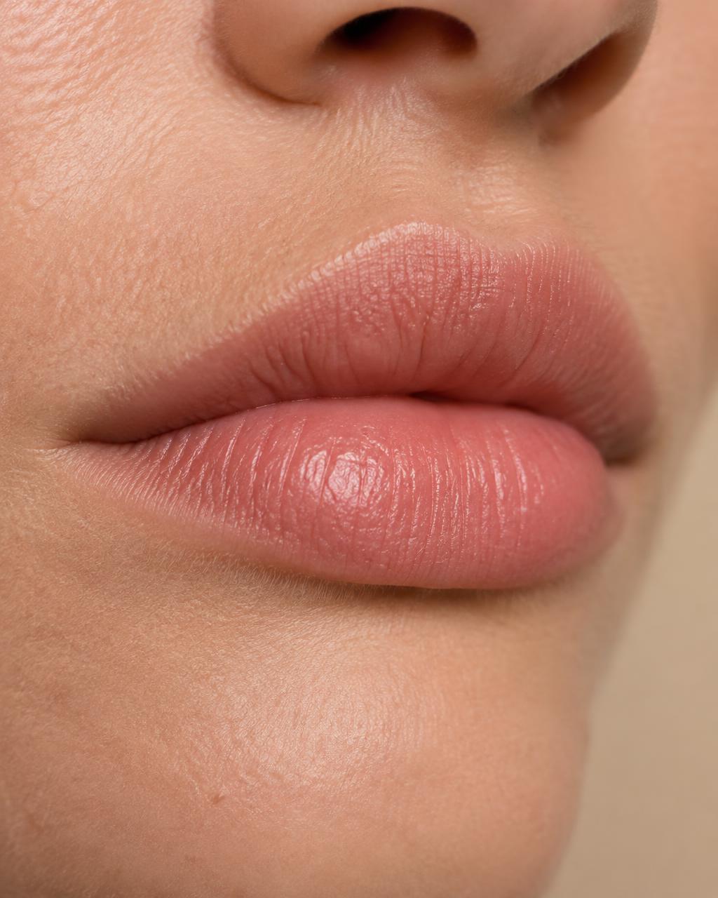 Close-up of softly tinted natural lips